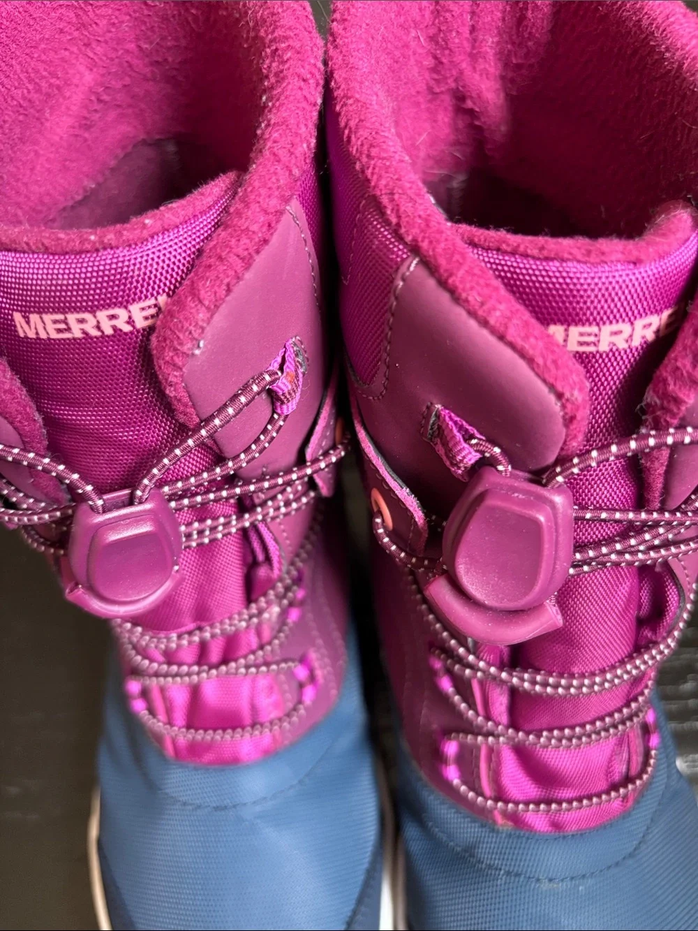 Merrell Girls' Magenta and Navy Waterproof Winter Snow Boots Sz 4